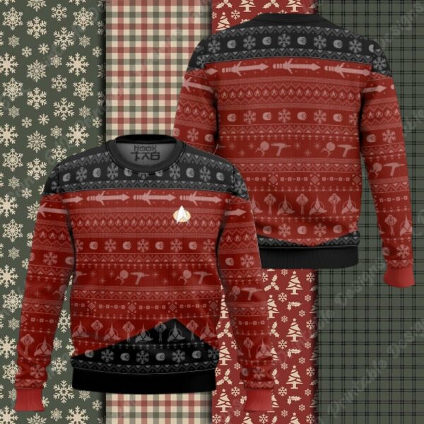 3D S.T The Next Generation 1987 Red Ugly Christmas Ugly Sweater