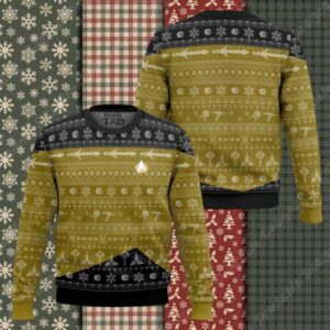 3D S.T The Next Generation 1987 Yellow Ugly Christmas Ugly Sweater