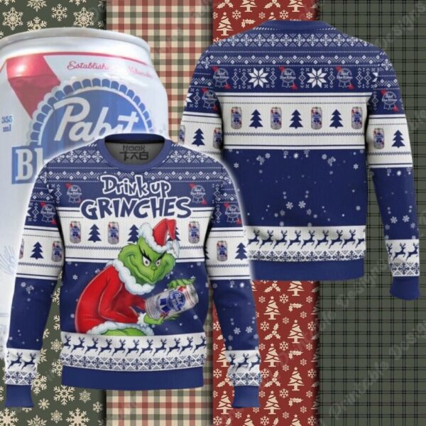 Drink Up Grinches Pabst Blue Ribbon Ugly Sweater