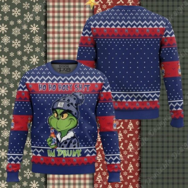 Ho Ho Holy Sh!t Im Drunk Pabst Blue Ribbon Grinch Ugly Sweater