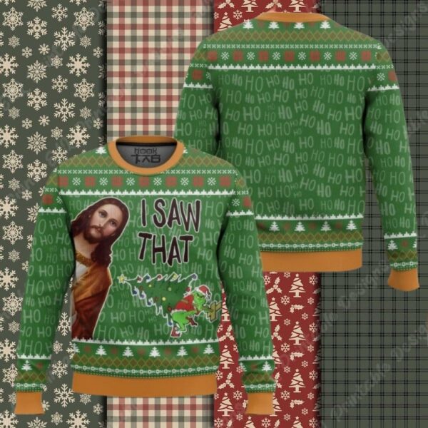 I Saw That Grinch – Funny Jesus Christ Meme Christmas Ugly Sweater
