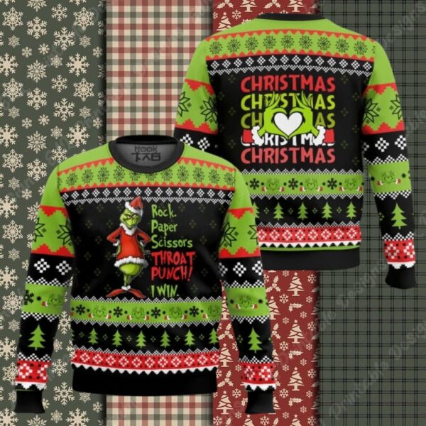 I win Grinch Christmas Ugly Sweater