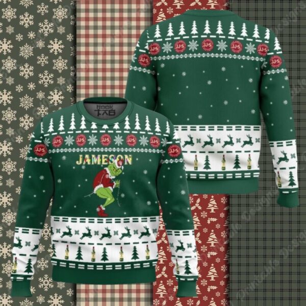 Jameson Grinch Christmas Light Ugly Christmas Sweater