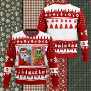 Santa Claus Grinch Yelling Meme Ugly Sweater