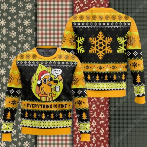 This is Fine Meme Christmas Ugly Sweater