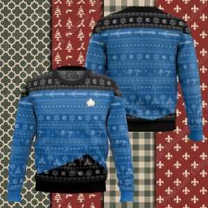 3D S.T The Next Generation 1987 Blue Ugly Christmas Ugly Sweater