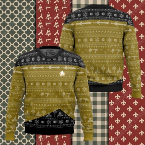 3D S.T The Next Generation 1987 Yellow Ugly Christmas Ugly Sweater
