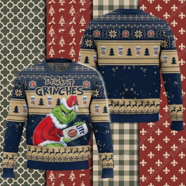 Drink Up Grinches Miller Lite Ugly Sweater
