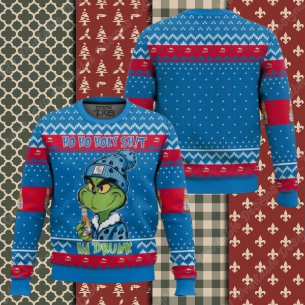 Ho Ho Holy Sh!t Im Drunk Coors Light Grinch Ugly Sweater