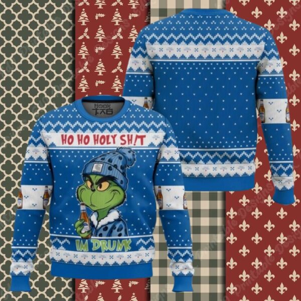 Ho Ho Holy Sh!t Im Drunk Michelob Ultra Grinch Ugly Sweater