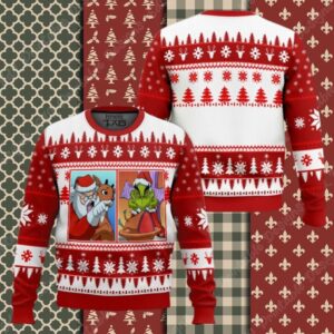 Santa Claus Grinch Yelling Meme Ugly Sweater