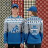 Detroit Lions Baby Yoda Claus Blue Womens Xmas Ugly Sweater