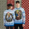 Detroit Lions Snoopy Hug Woodstock Blue Mens Christmas Ugly Sweater
