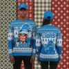 Detroit Lions Skull Blue Ladies Christmas Ugly Sweater