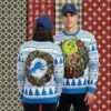 Detroit Lions Personalized Player Blue Couples Christmas Ugly Sweater