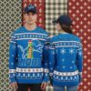 Detroit Lions Snoopy Woodstock Blue Womens Christmas Ugly Sweater