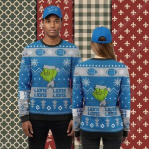 Detroit Lions Grinch Stole Blue Cheap Christmas Ugly Sweater