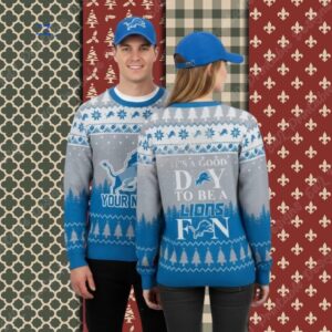 Detroit Lions Its A Good Day Blue Adults Christmas Ugly Sweater