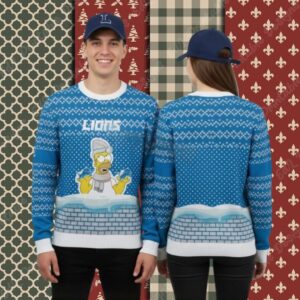 Detroit Lions Simpson Blue Womens Christmas Ugly Sweater