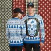 Detroit Lions Reindeer Pattern Blue Mens Christmas Ugly Sweater