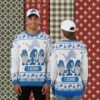 Detroit Lions Skull Blue Ladies Christmas Ugly Sweater