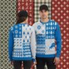 Detroit Lions Rick And Morty Blue Xmas Party Ugly Sweater