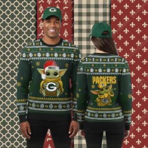 Green Bay Packers Baby Yoda Ladies Christmas Ugly Sweater