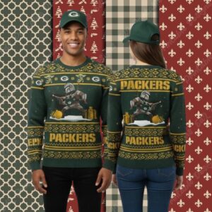 Green Bay Packers Boba Fett Baby Yoda Cool Christmas Ugly Sweater