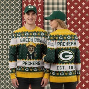 Green Bay Packers Cheesehead Vintage Christmas Ugly Sweater