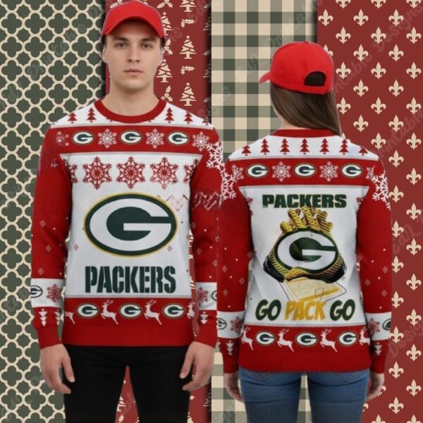 Green Bay Packers Go Pack Go Red Cute Christmas Ugly Sweater