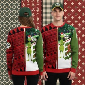 Green Bay Packers Grinch And Dog Max Xmas Party Ugly Sweater