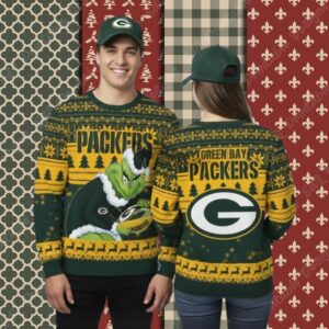 Green Bay Packers Grinch Stole Ball Yellow Cheap Christmas Ugly Sweater