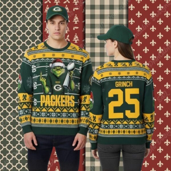 Green Bay Packers Grinch Super Bowl Christmas Vacation Ugly Sweater