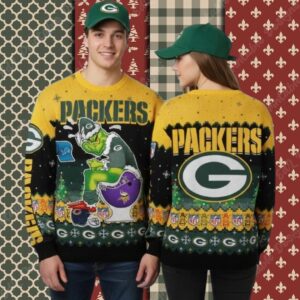 Green Bay Packers Grinch Viking Mens Christmas Ugly Sweater