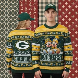 Green Bay Packers Mickey Minnie Xmas Party Ugly Sweater