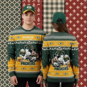 Green Bay Packers Personalized Disney Characters Vintage Christmas Ugly Sweater