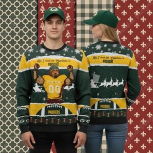 Green Bay Packers Personalized Player Yellow Funny Christmas Ugly Sweater