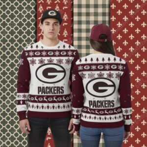 Green Bay Packers Reindeer Pattern Xmas Party Ugly Sweater
