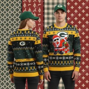 Green Bay Packers Santa Claus Dance Xmas Party Ugly Sweater