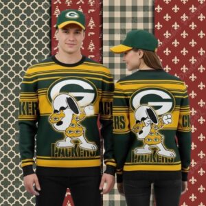 Green Bay Packers Snoopy Dancing Funny Christmas Ugly Sweater