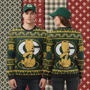 Green Bay Packers Winnie The Pooh Yellow Cool Christmas Ugly Sweater