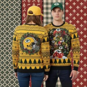 Green Bay Packers Xmas Tree Yellow Ladies Christmas Ugly Sweater
