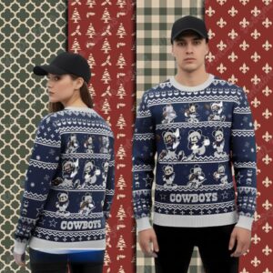 Mickey Mouse Player Dallas Cowboys Blue Crazy Christmas Ugly Sweater