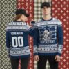 Detroit Lions Santa Claus Snowman Blue Womens Xmas Ugly Sweater