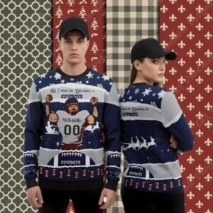 Personalized Dallas Cowboys Player Blue Womens Christmas Ugly Sweater