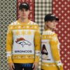 Santa Skull Denver Broncos Orange White Funny Christmas Ugly Sweater