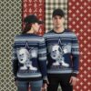 Detroit Lions Grateful Dead White Blue Womens Xmas Ugly Sweater