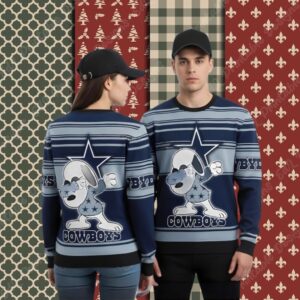 Snoopy Dabbing Dallas Cowboys Blue Funny Christmas Ugly Sweater