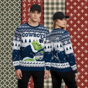The Grinch Stole Christmas Dallas Cowboys Blue Holiday Ugly Sweater