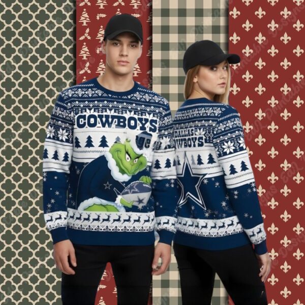The Grinch Stole Christmas Dallas Cowboys Blue Holiday Ugly Sweater